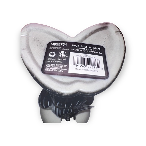 14" Lighted Jack Skellington Blow Mold with Green Skull - Picture 4 of 11